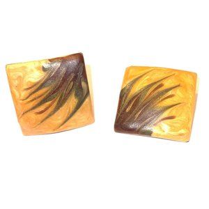 Vintage 80’s Abstract Square Funky Pattern Unisex Post Earrings Jewelry